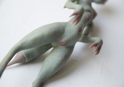 Alien girl sculpture, sexy sci fi character with thin body and cute face