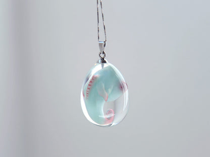 OOAK blue baby alien creepy cute handmade pendant. Fantasy necklace figurines jewelry for alien lovers!