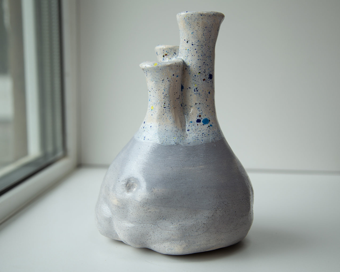 Woman torso form flower vase, handmade original ceramic art sculpture enamel glazed decor