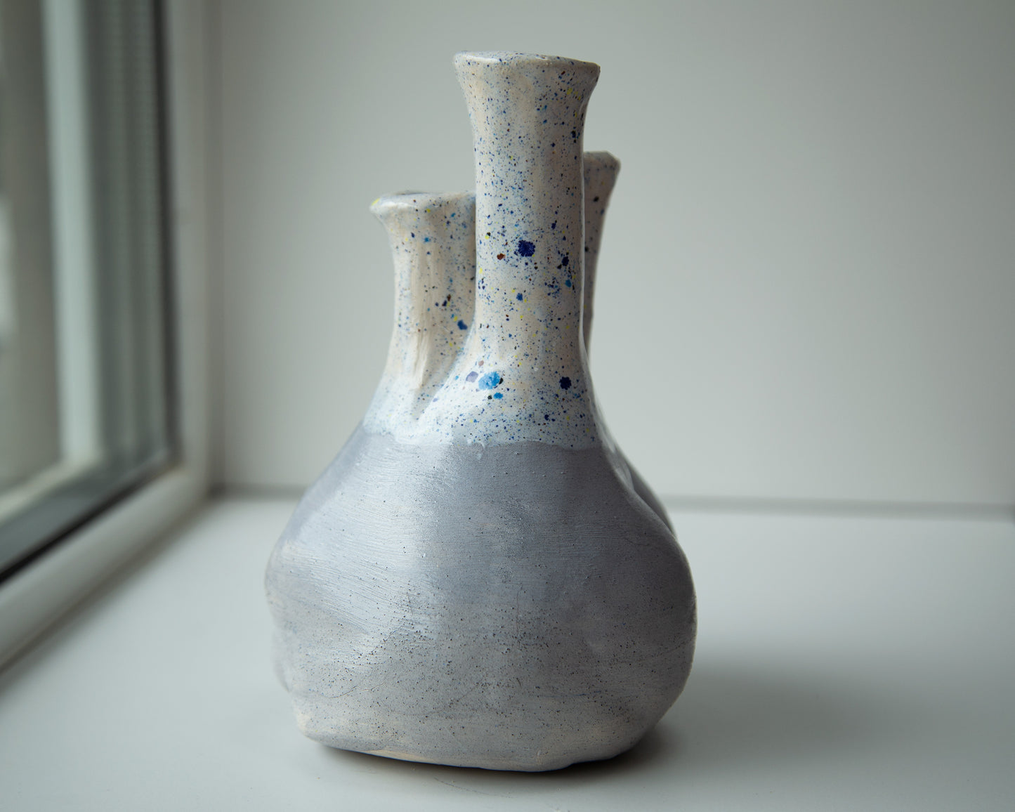 Woman torso form flower vase, handmade original ceramic art sculpture enamel glazed decor