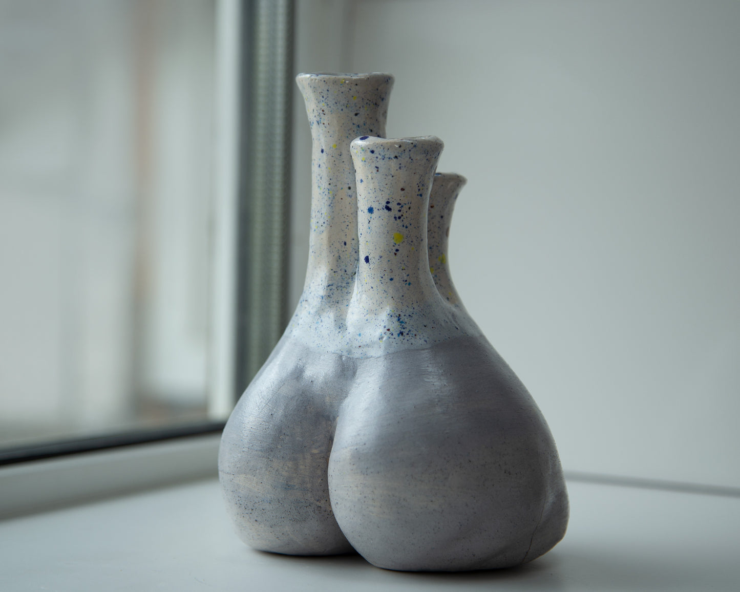 Woman torso form flower vase, handmade original ceramic art sculpture enamel glazed decor