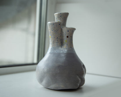 Woman torso form flower vase, handmade original ceramic art sculpture enamel glazed decor