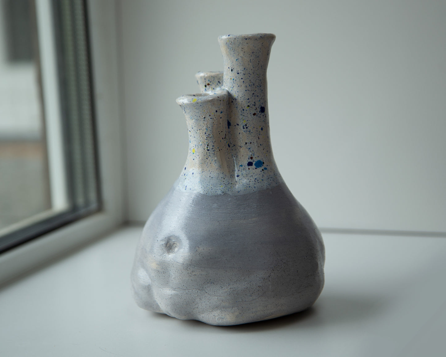 Woman torso form flower vase, handmade original ceramic art sculpture enamel glazed decor