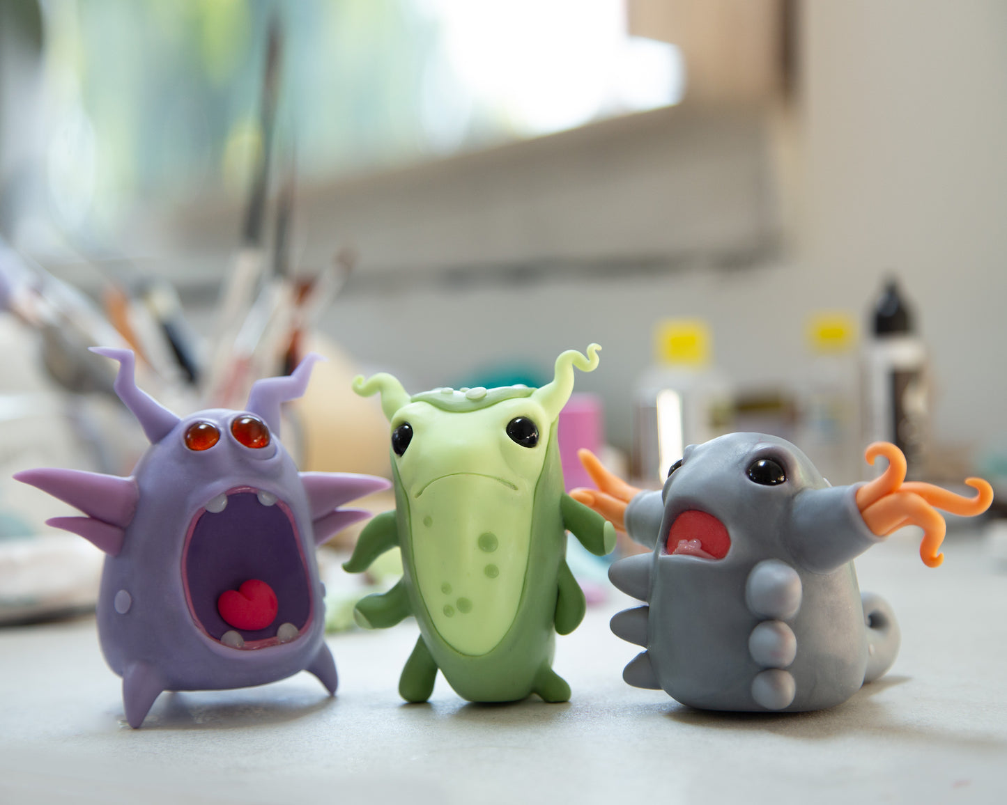 Cool Microbe - Germ character in cartoon anime style, weird and unusual creature art doll, peculiar creepy cute bacteria figurine