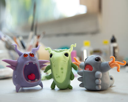 Cool Microbe - Germ character in cartoon anime style, weird and unusual creature art doll, peculiar creepy cute bacteria figurine