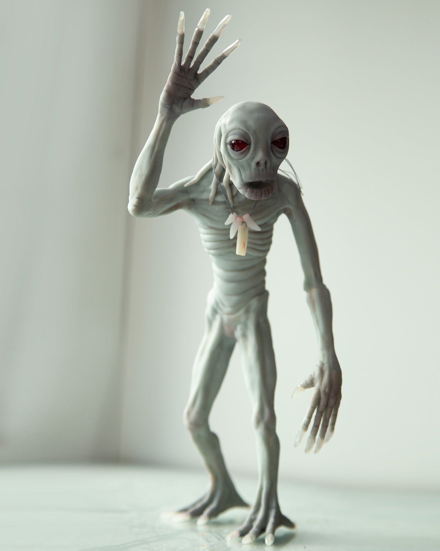 Skinwalker - Mythical creature from Navajo legends, polymer clay weird and creepy sculpture, horror art doll