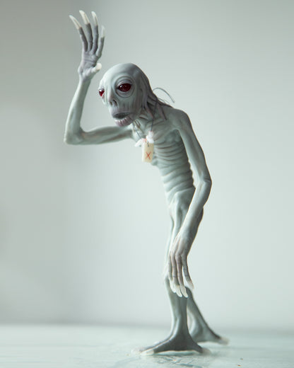 Skinwalker - Mythical creature from Navajo legends, polymer clay weird and creepy sculpture, horror art doll