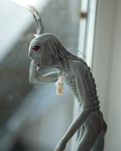 Skinwalker - Mythical creature from Navajo legends, polymer clay weird and creepy sculpture, horror art doll