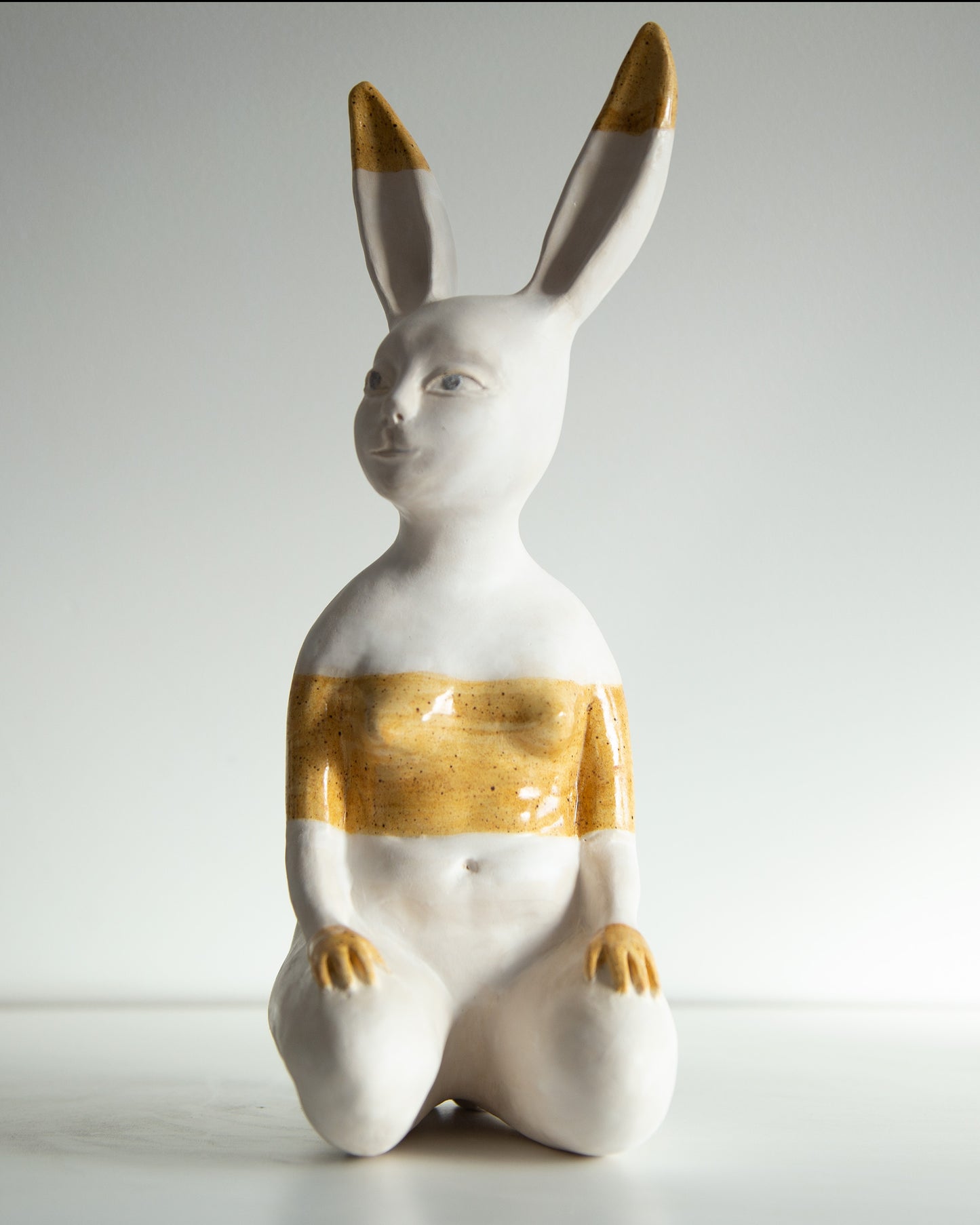 HONEY BUNNY -  Ceramic statue of hare bodypositive girl, whimsical guitar body rabbit character