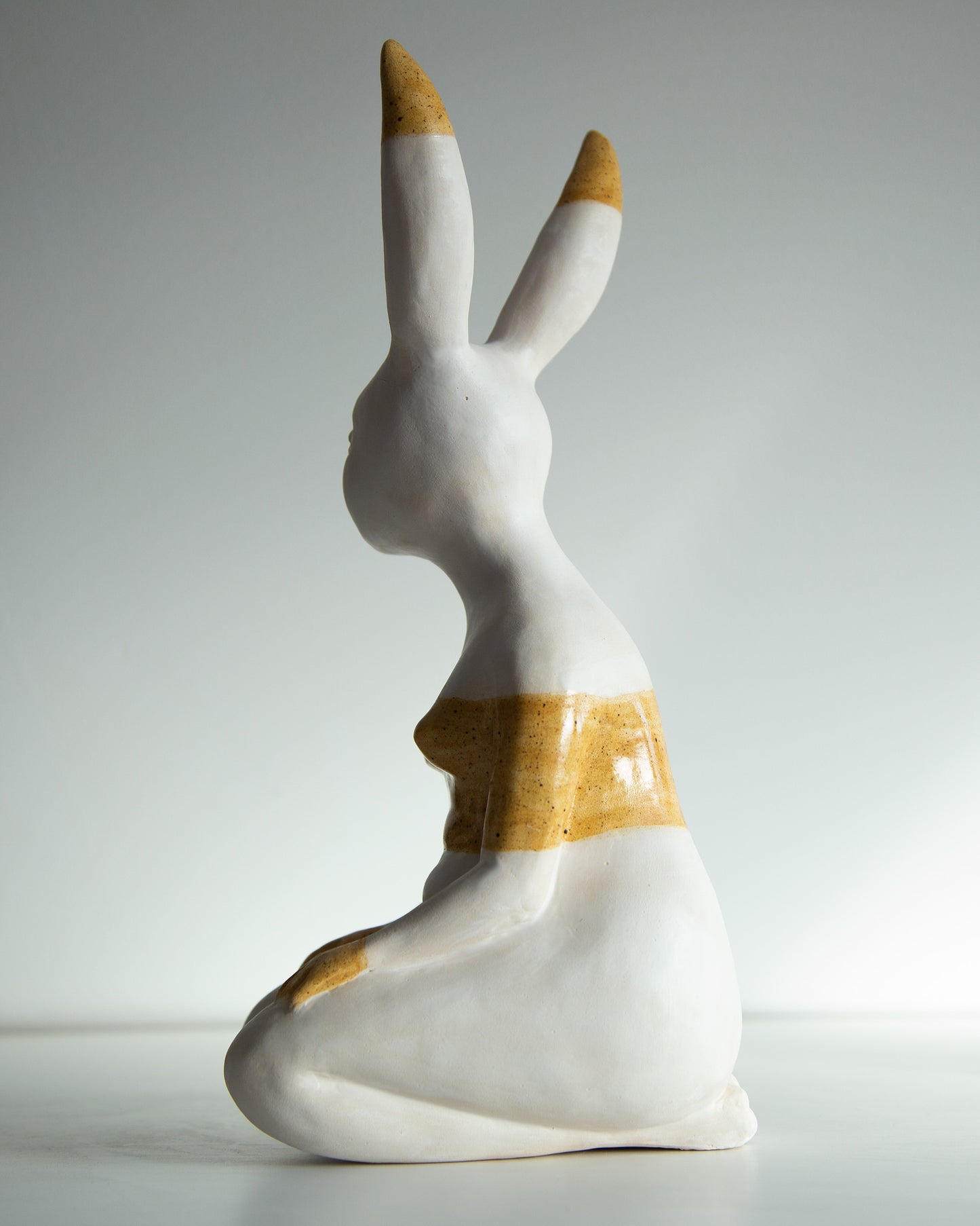 HONEY BUNNY -  Ceramic statue of hare bodypositive girl, whimsical guitar body rabbit character