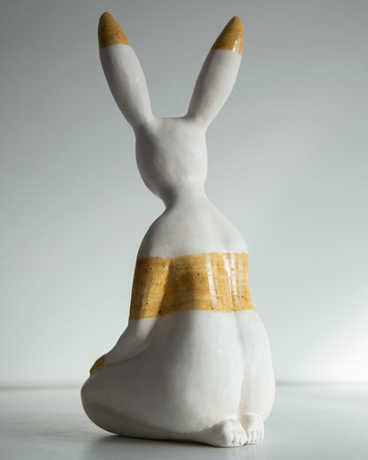 HONEY BUNNY -  Ceramic statue of hare bodypositive girl, whimsical guitar body rabbit character