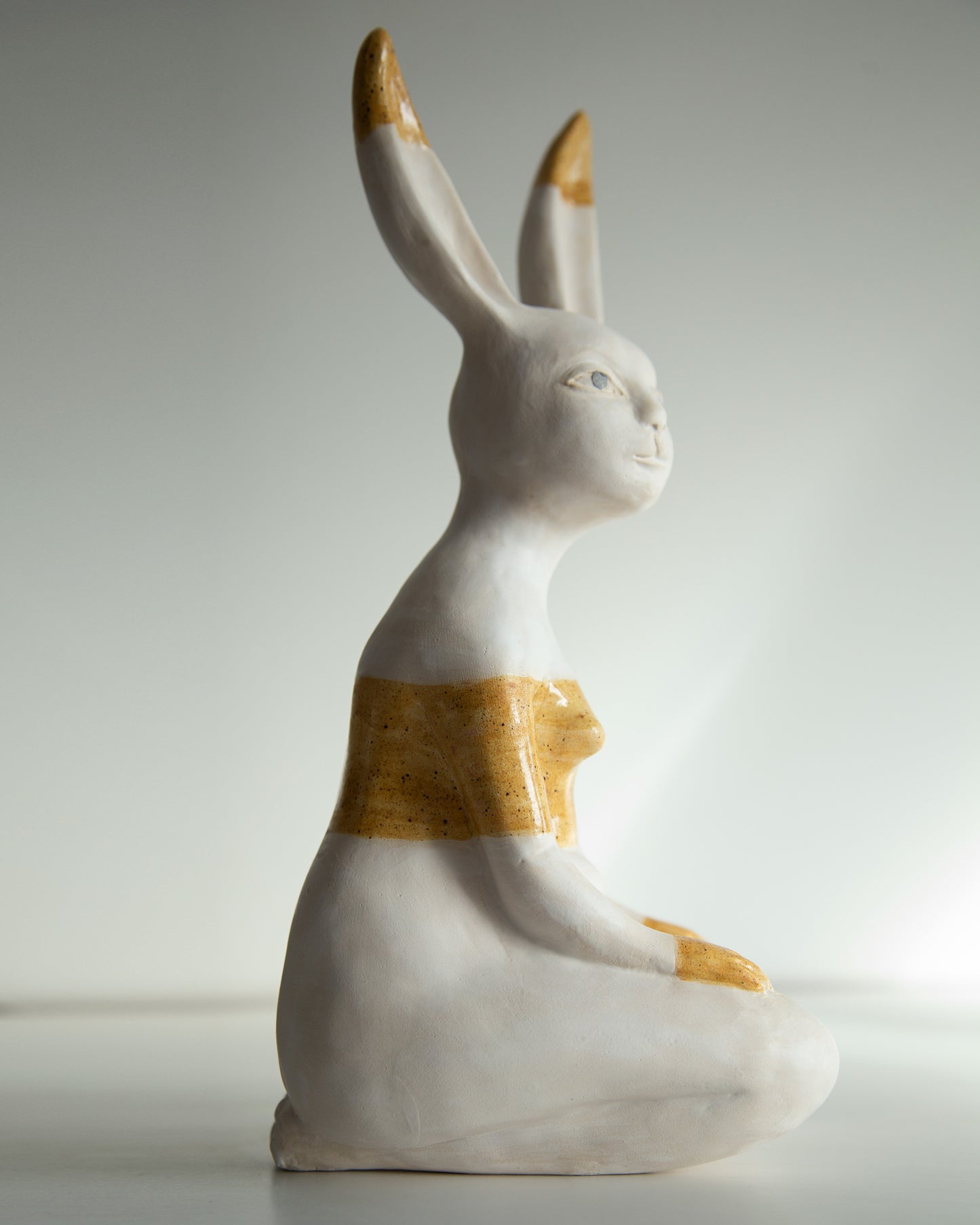 HONEY BUNNY -  Ceramic statue of hare bodypositive girl, whimsical guitar body rabbit character