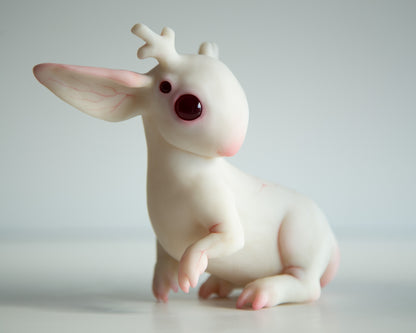 Fantasy Jackalope Sculpture in Sweet White Color, Wyoming Cryptid Gift, Mythical Creature Figurine (Copy)