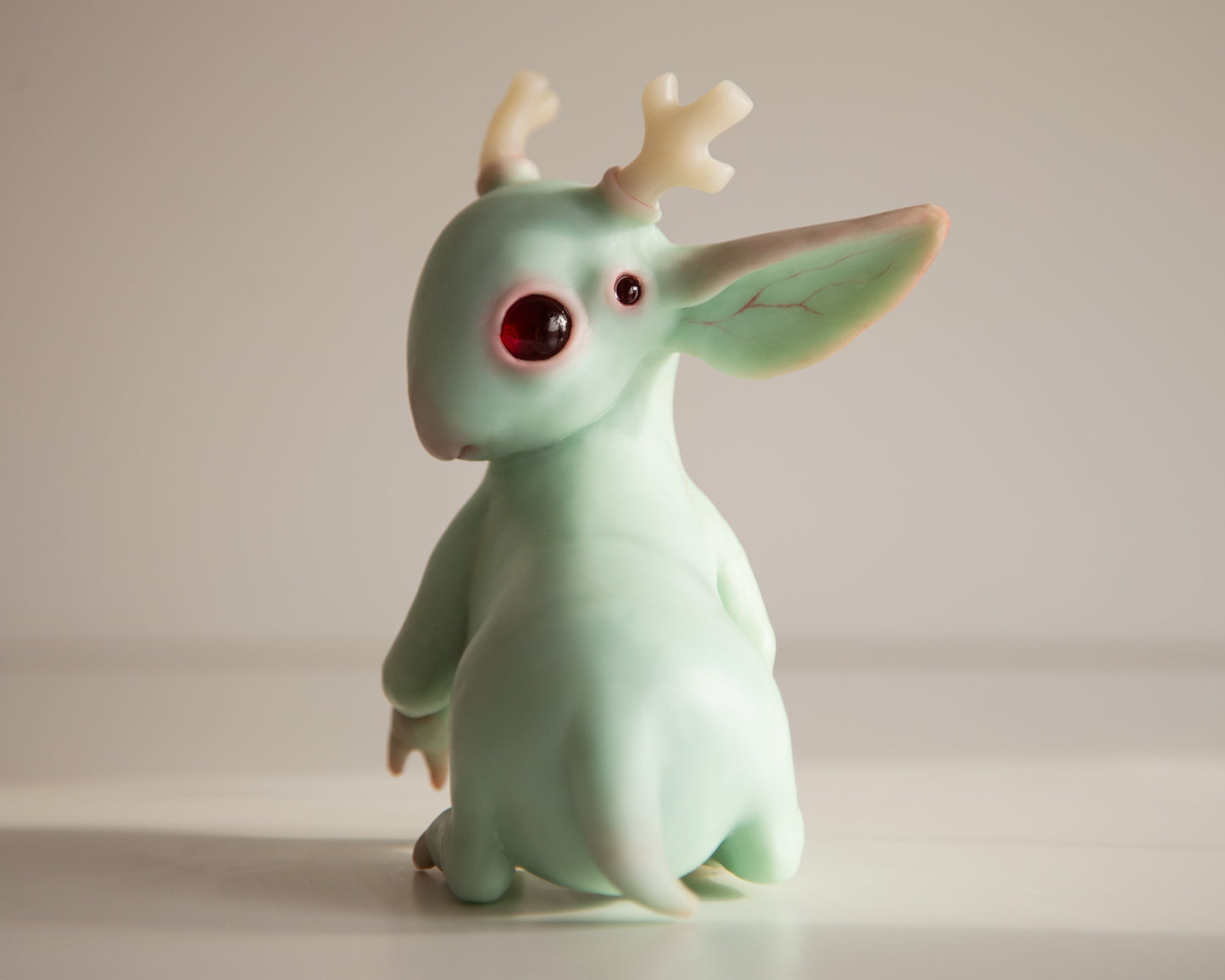 Fantasy Jackalope Sculpture in Light Mint Color, Wyoming Cryptid Gift, Mythical Creature Figurine