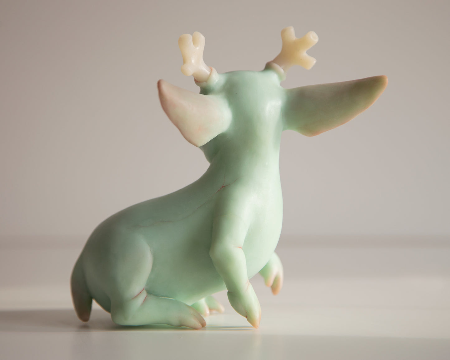 Fantasy Jackalope Sculpture in Light Mint Color, Wyoming Cryptid Gift, Mythical Creature Figurine