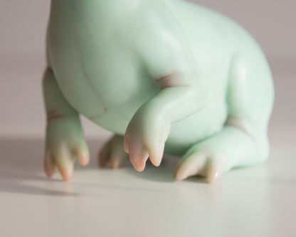 Fantasy Jackalope Sculpture in Light Mint Color, Wyoming Cryptid Gift, Mythical Creature Figurine