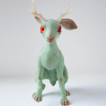 Jackalope - well known Wyoming cryptid creature, gift for jackalope rabbit lovers, handmade ooak weird doll