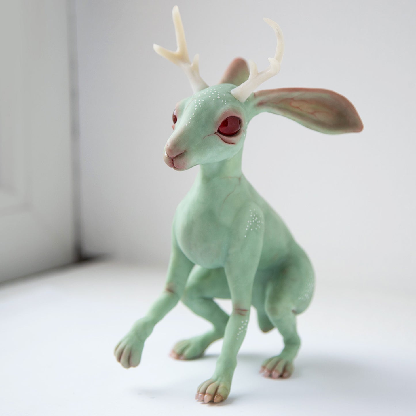 Jackalope - well known Wyoming cryptid creature, gift for jackalope rabbit lovers, handmade ooak weird doll