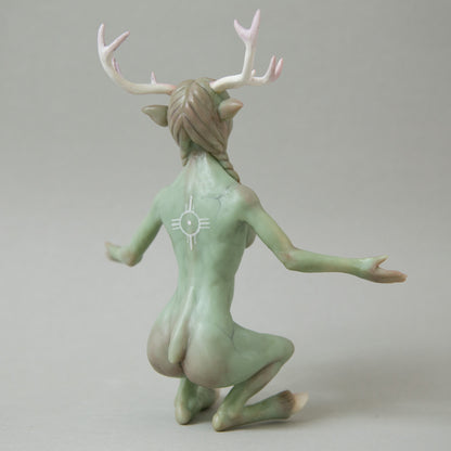 Deer Woman Art Doll – Mythical Handmade Forest Sculpture