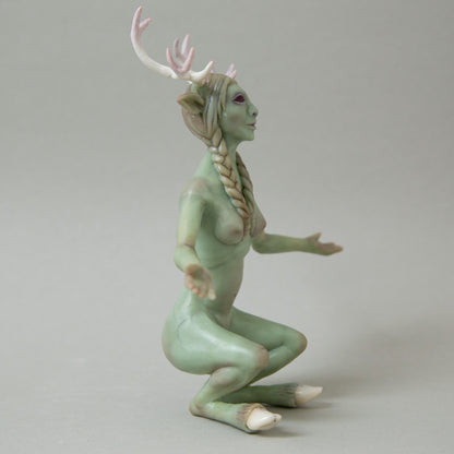 Deer Woman Art Doll – Mythical Handmade Forest Sculpture