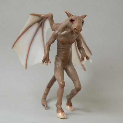 Sculpture of Jersey Devil, mythical cryptid creature from native folklore legends.