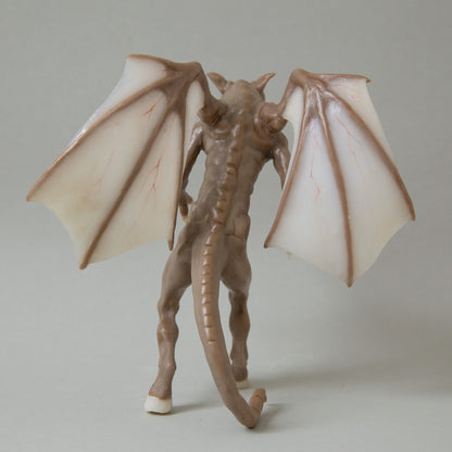 Sculpture of Jersey Devil, mythical cryptid creature from native folklore legends.