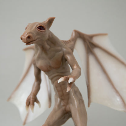 Sculpture of Jersey Devil, mythical cryptid creature from native folklore legends.