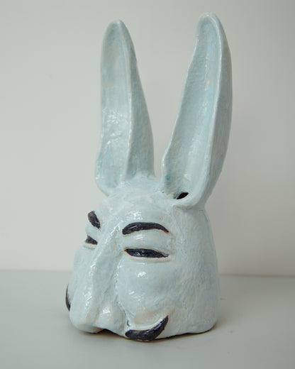 Handmade Ukrainian Ceramic Hare Sculpture: Pop Art Clay Bust for Unique Home Decorwork