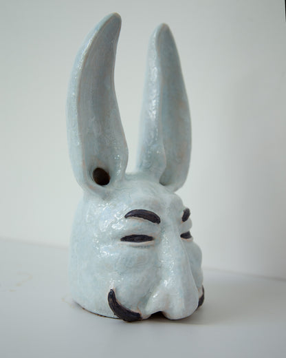 Handmade Ukrainian Ceramic Hare Sculpture: Pop Art Clay Bust for Unique Home Decorwork