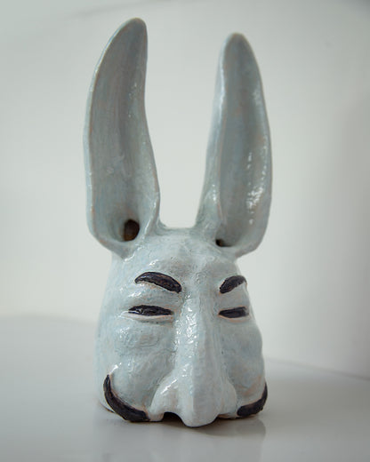 Handmade Ukrainian Ceramic Hare Sculpture: Pop Art Clay Bust for Unique Home Decorwork