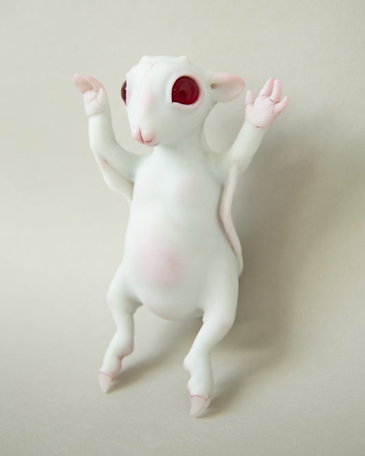 Fantasy and weird flying fox baby figurine, original art doll creature, awesome handmade product
