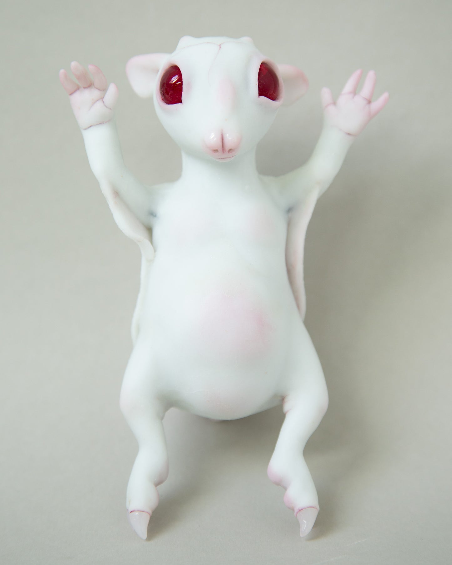 Fantasy and weird flying fox baby figurine, original art doll creature, awesome handmade product