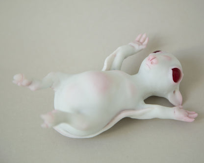 Fantasy and weird flying fox baby figurine, original art doll creature, awesome handmade product