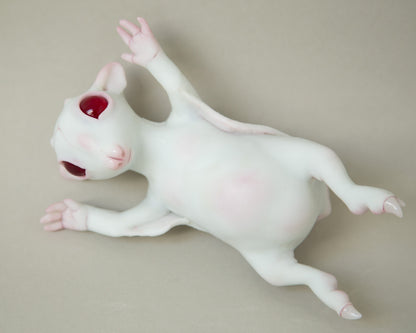 Fantasy and weird flying fox baby figurine, original art doll creature, awesome handmade product