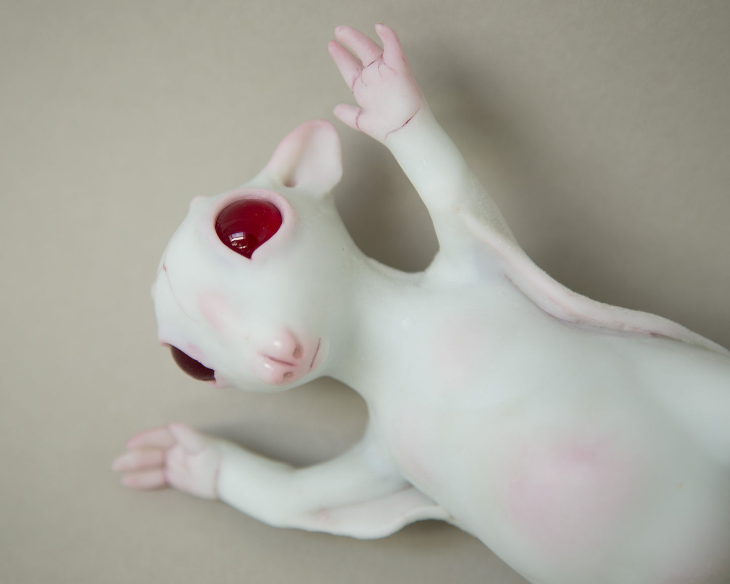 Fantasy and weird flying fox baby figurine, original art doll creature, awesome handmade product