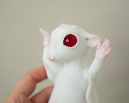 Fantasy and weird flying fox baby figurine, original art doll creature, awesome handmade product