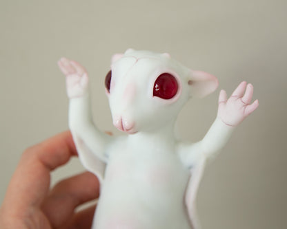 Fantasy and weird flying fox baby figurine, original art doll creature, awesome handmade product