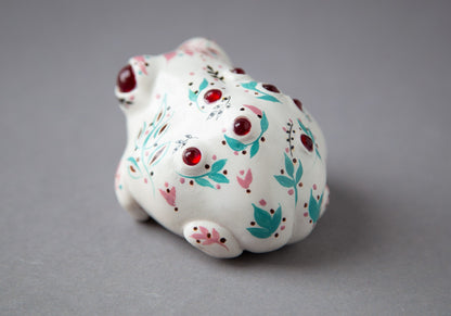 Hand painted in provance styule ornament weird frog doll sculpture, european folk art farmhouse decor
