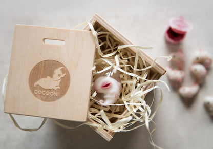 Red albino evil eye hanging wall decor, weird affordable art gift from ukranian artist