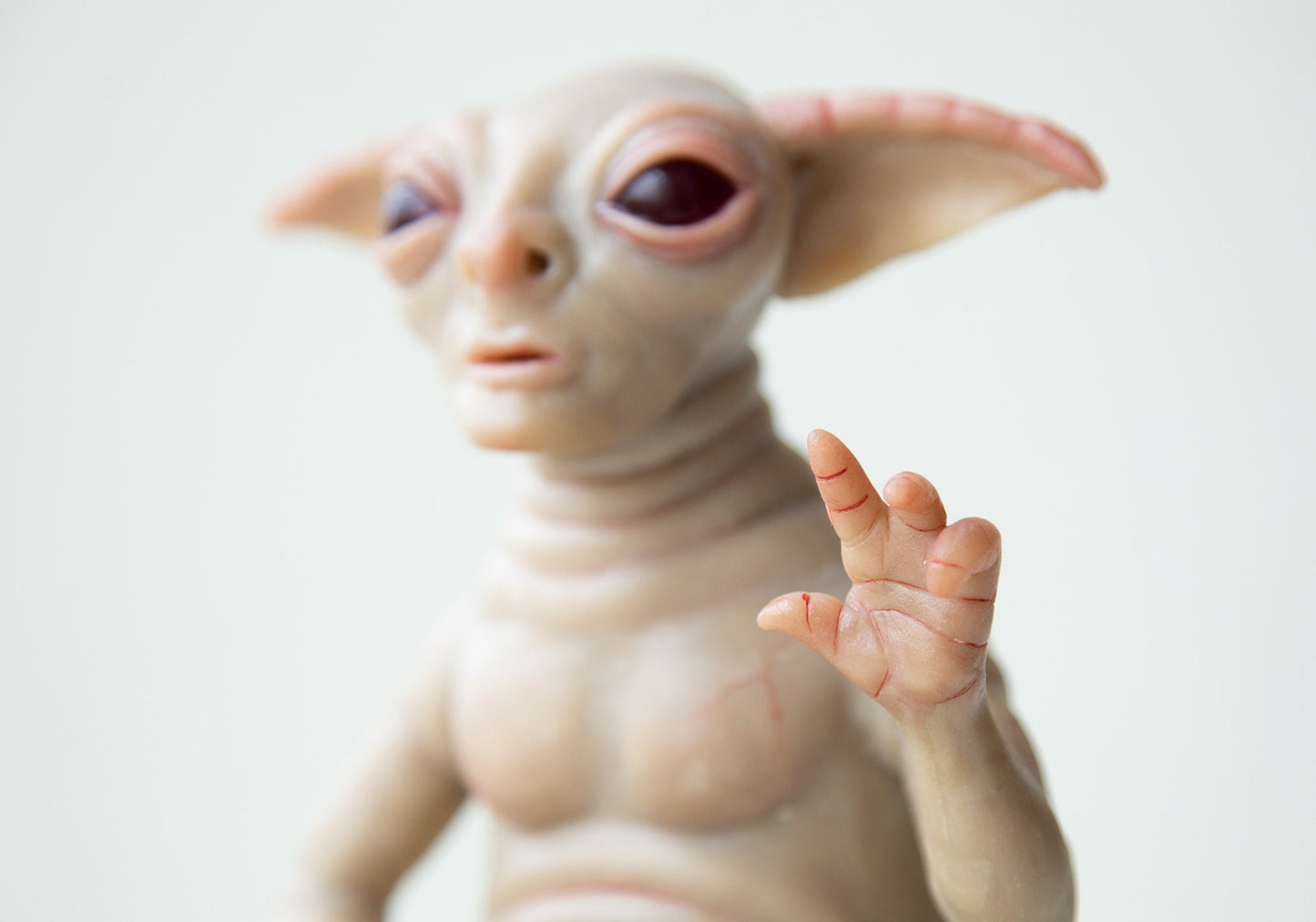 Statue of alien from yoda race, alien miniature, creature art yoda doll