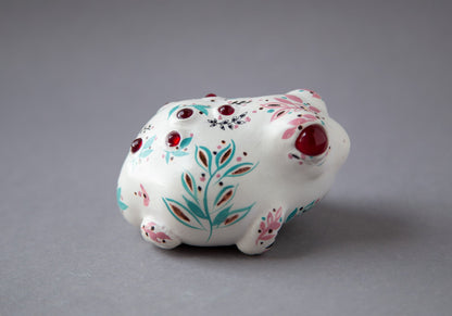 Hand painted in provance styule ornament weird frog doll sculpture, european folk art farmhouse decor