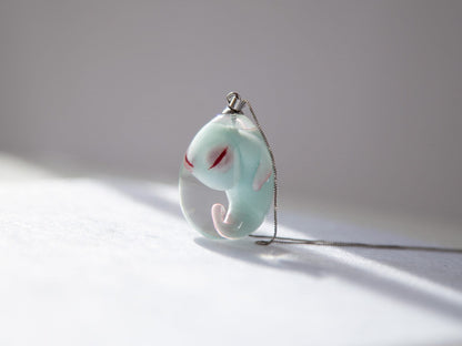 OOAK weird blue baby alien fetus in creepy cute handmade pendant. Fantasy cryptid necklace figurines jewelry for weird stuffl lovers!