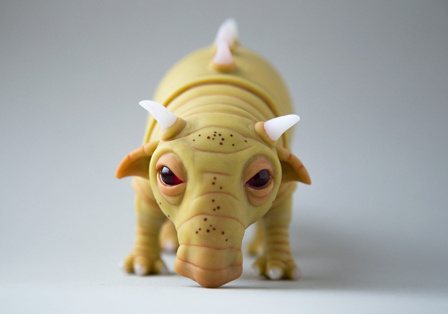 Fantastic planet alien lifeform figurine, imaginary warthog boaranimal doll polymer clay statue