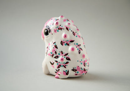 Polymer clay baby alien warthog weird sculpture with handpainted swedish / norwegian folk art ornament