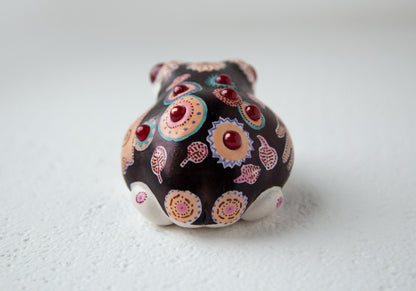 Hand painted in african style ornament weird frog doll sculpture, farmhouse decor figurine