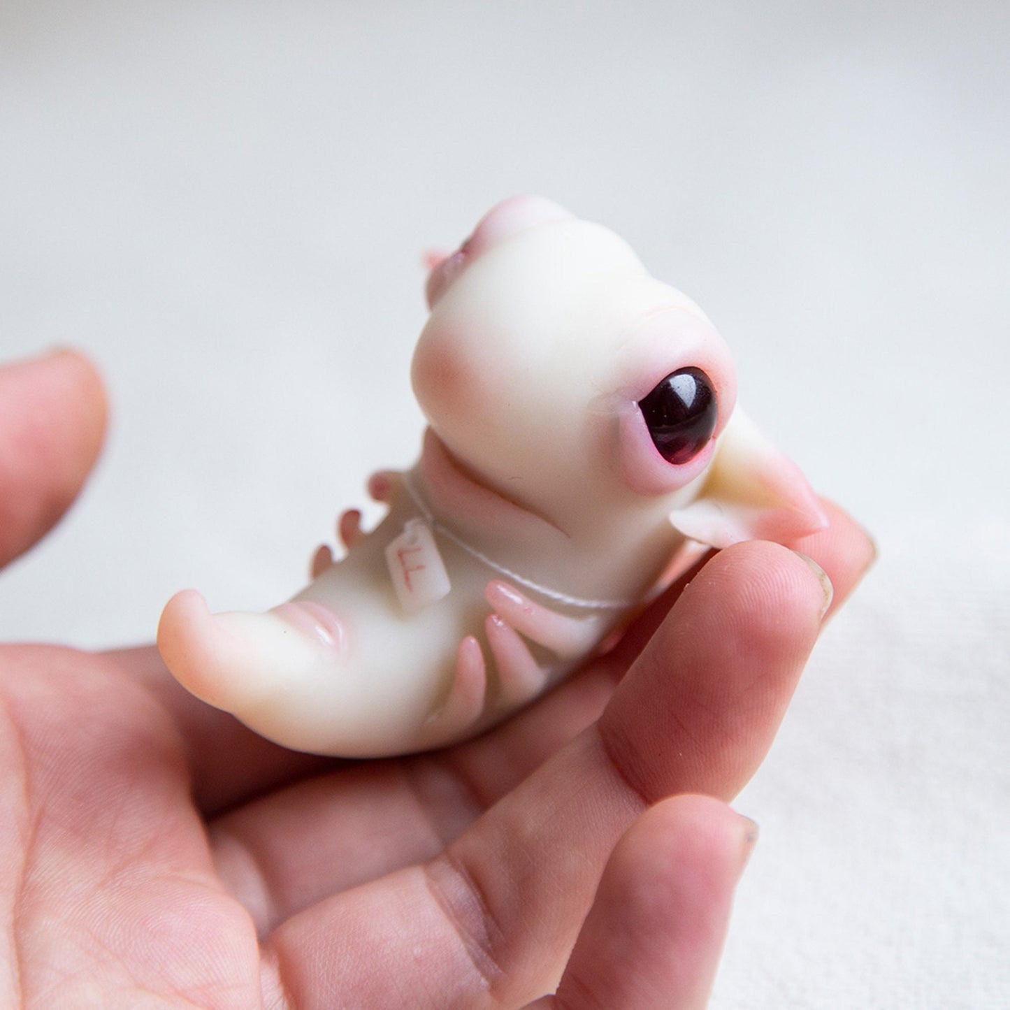 Creepy cute alien embryo monster doll figurine, polymer clay sculpture with rune protection