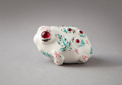 Hand painted in provance styule ornament weird frog doll sculpture, european folk art farmhouse decor