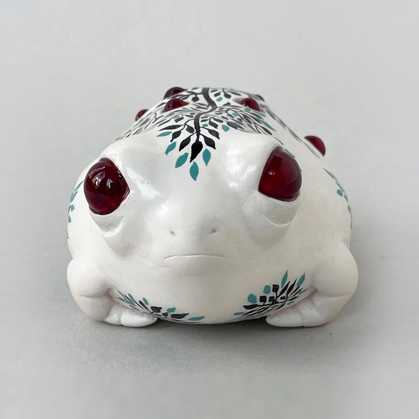 Hand painted in celtic / scandinavian style ornament weird frog doll sculpture, swedish folk art ethnic decor