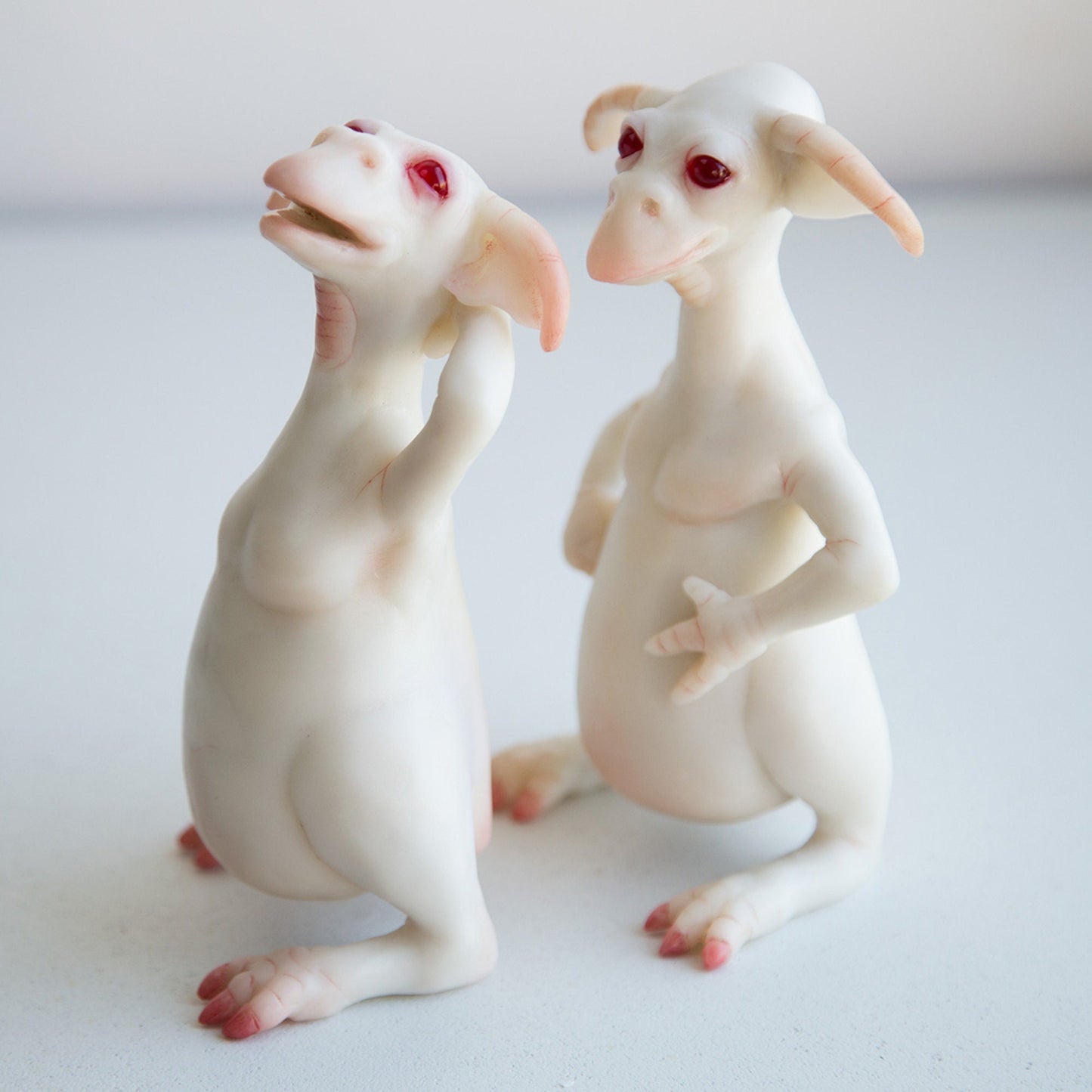 Alien goblin brothers sculpture, pair of cute and funny goblin miniature dolls, weird gift for brother