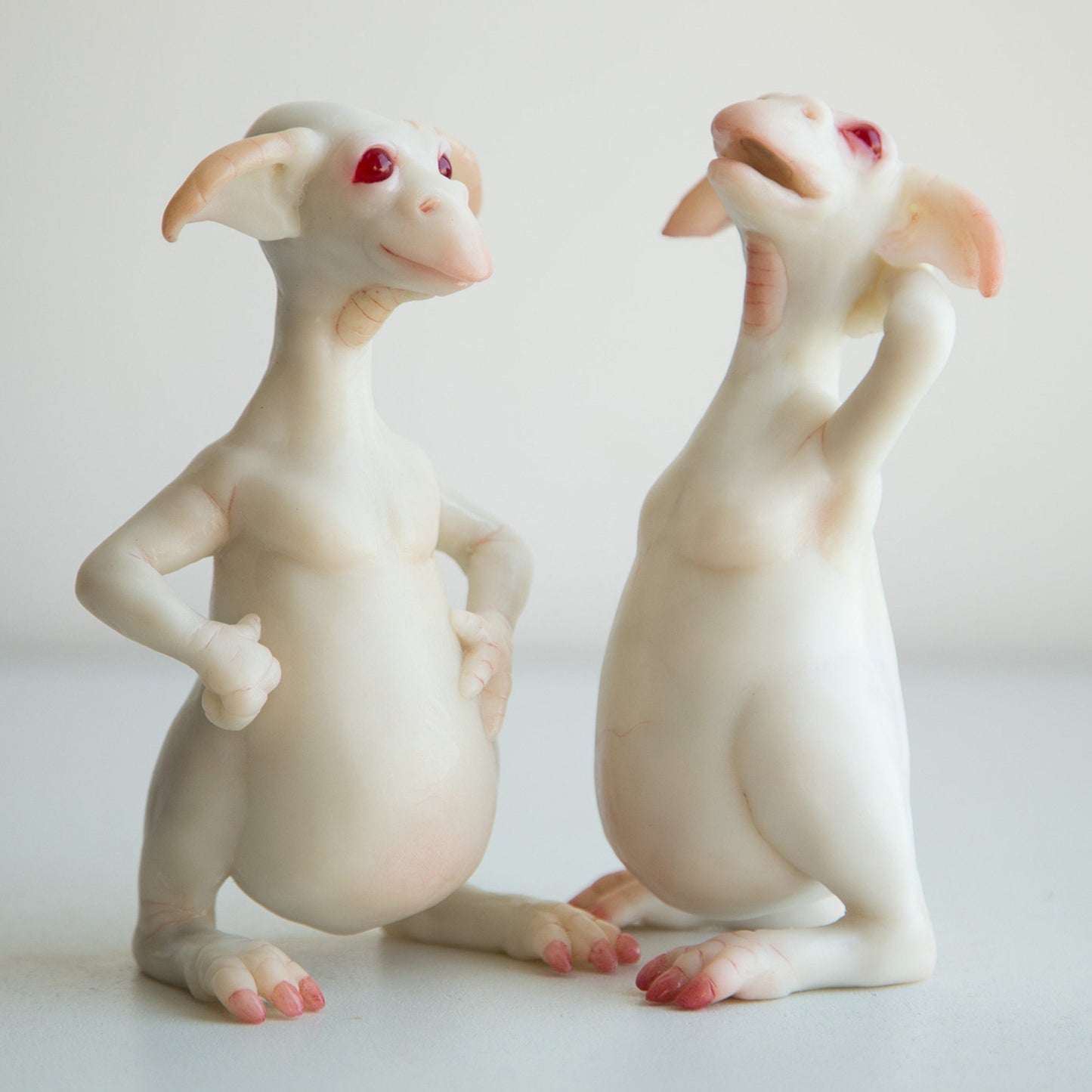 Alien goblin brothers sculpture, pair of cute and funny goblin miniature dolls, weird gift for brother